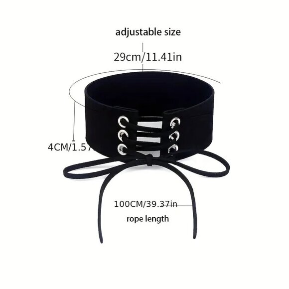 Leather Choker Collar Necklace Bondage Rave Cosplay Costume Trendy Stylish Fun - Picture 2 of 2